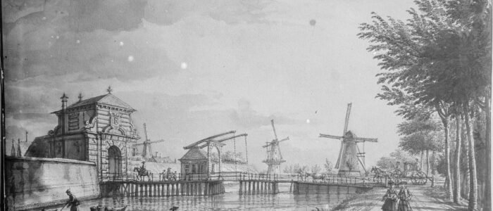 Prent van de Rijnsburgerpoort van La Fargue Leiden 20133737 RCE scaled